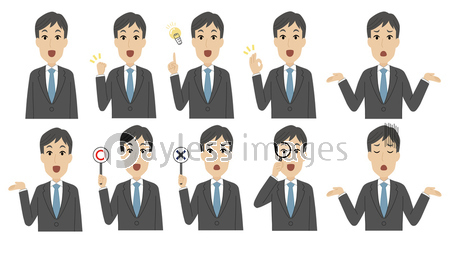 ビジネスマン 6点セット 正解 全身 上半身 アイコン ストックフォトの定額制ペイレスイメージズ