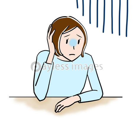 不安を抱えて憂鬱な女性のイラスト 商用利用可能な写真素材 イラスト素材ならストックフォトの定額制ペイレスイメージズ
