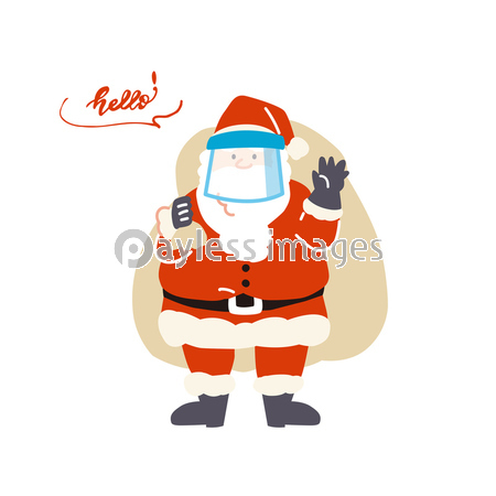 感染症対策をしたサンタクロースのイラスト ストックフォトの定額制ペイレスイメージズ