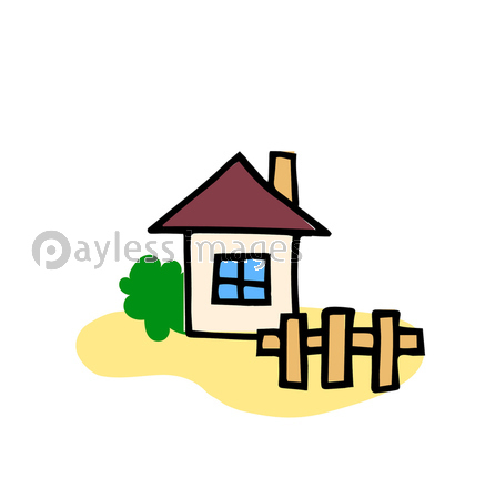 手描き線画の家のイラスト 商用利用可能な写真素材 イラスト素材ならストックフォトの定額制ペイレスイメージズ