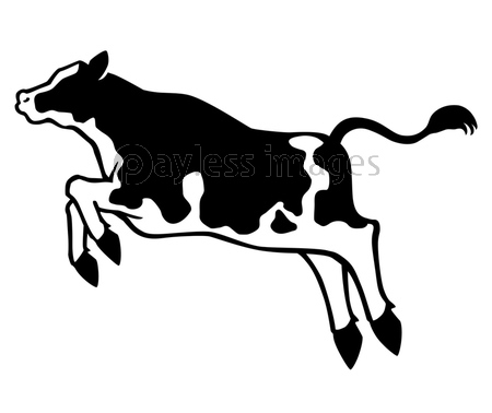 跳ねる牛のシルエット 和柄入り 横向き ホルスタイン 商用利用可能な写真素材 イラスト素材ならストックフォトの定額制ペイレスイメージズ