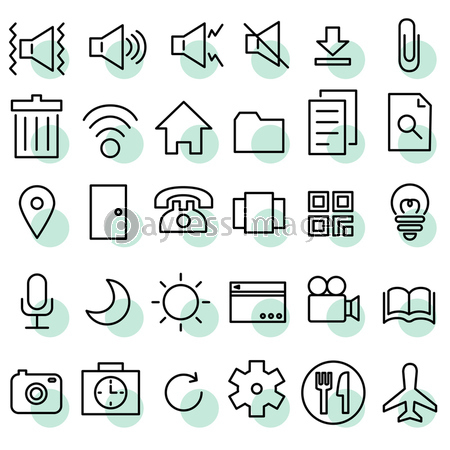 アイコン素材 サウンド ファイル カメラ マイク 設定 旅行 食事 外食 光量 本 電話 通信等 商用利用可能な写真素材 イラスト素材 ならストックフォトの定額制ペイレスイメージズ