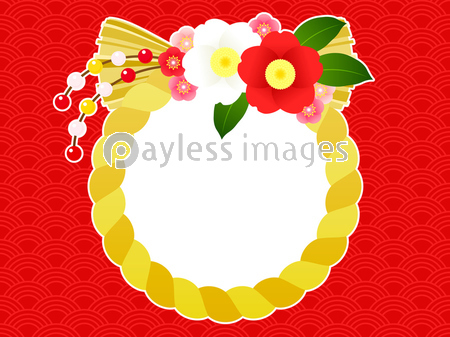 花としめ縄飾りのイラスト背景 商用利用可能な写真素材 イラスト素材ならストックフォトの定額制ペイレスイメージズ