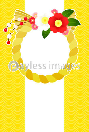 花としめ縄飾りのイラスト背景 ストックフォトの定額制ペイレスイメージズ