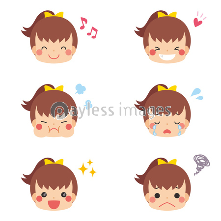 可愛い女の子の顔アイコン 喜怒哀楽セット 商用利用可能な写真素材 イラスト素材ならストックフォトの定額制ペイレスイメージズ
