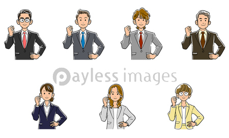 ガッツポーズするビジネスマンとビジネスウーマンの上半身のセット 商用利用可能な写真素材 イラスト素材ならストックフォトの定額制ペイレスイメージズ