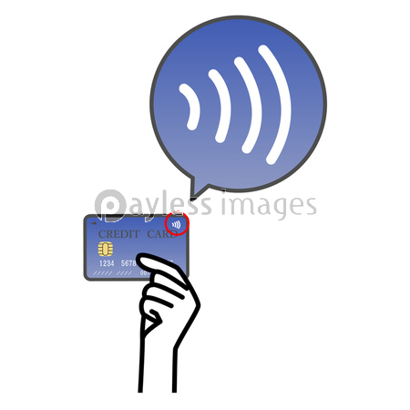 タッチ決済 非接触決済 のマークが付いているクレジットカードを持つ手 商用利用可能な写真素材 イラスト 素材ならストックフォトの定額制ペイレスイメージズ