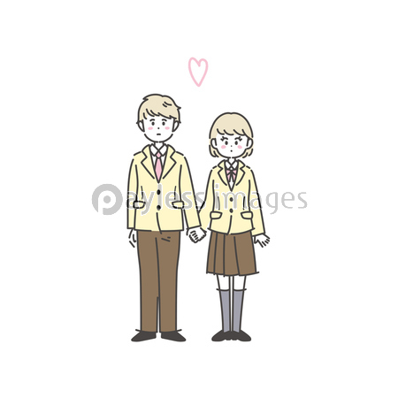 高校生カップルのイラスト 商用利用可能な写真素材 イラスト素材ならストックフォトの定額制ペイレスイメージズ