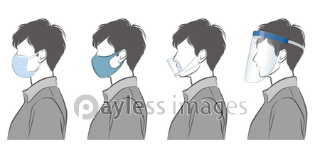 男性の横顔のイラスト ウイルスの感染対策 商用利用可能な写真素材 イラスト素材ならストックフォトの定額制ペイレスイメージズ
