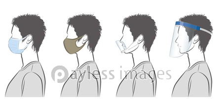 男性の横顔のイラスト ウイルスの感染対策 ストックフォトの定額制ペイレスイメージズ