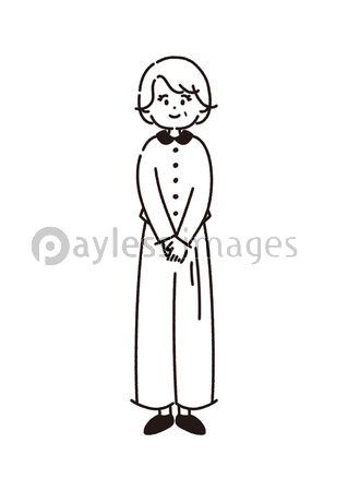 正面を向いたシニア女性の全身イラスト 商用利用可能な写真素材 イラスト素材ならストックフォトの定額制ペイレスイメージズ