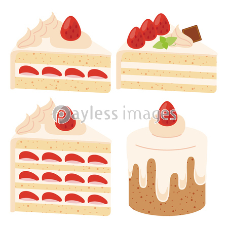 かわいいケーキのイラストセット ストックフォトの定額制ペイレスイメージズ