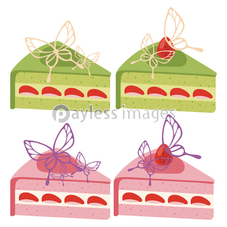 かわいいデコレーションケーキのイラストセット ストックフォトの定額制ペイレスイメージズ