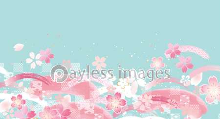 桜の和風背景イラスト 商用利用可能な写真素材 イラスト素材ならストックフォトの定額制ペイレスイメージズ