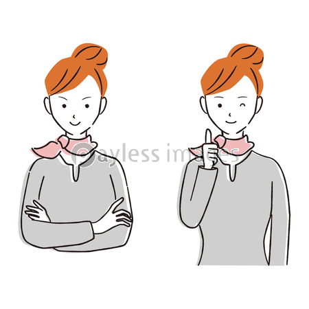 手書き線画カラーイラスト キャビンアテンダント 添乗員 女性 上半身 商用利用可能な写真素材 イラスト 素材ならストックフォトの定額制ペイレスイメージズ