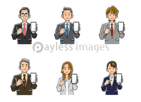 携帯電話を指差すスーツ姿の男女 ストックフォトの定額制ペイレスイメージズ