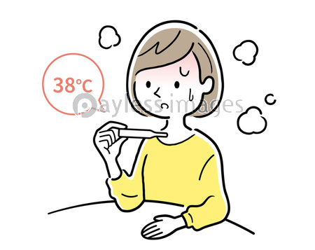 ベクターイラスト素材 体調不良の若い女性 発熱 商用利用可能な写真素材 イラスト素材ならストックフォトの定額制ペイレスイメージズ