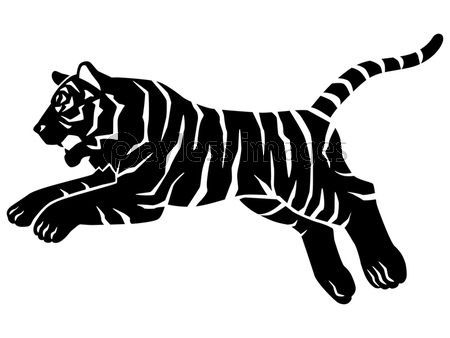 虎のシルエットのイラスト素材 横向き ジャンプ 商用利用可能な写真素材 イラスト素材ならストックフォトの定額制ペイレスイメージズ