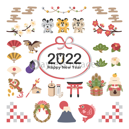 21年お正月イラストセット 商用利用可能な写真素材 イラスト素材ならストックフォトの定額制ペイレスイメージズ