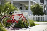 Red+bicycle+in+front+of+house.