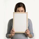 Woman+holding+blank+sign.