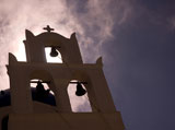 Silhouette+of+bell+tower+in+Santorini+Greece