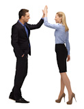 man and woman giving a high five