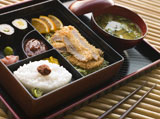 Tonkatsu+Box+and+Miso+Soup+with+Pickles+and+Sushi