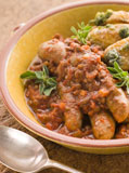 Sausage+and+Lentil+Stew+with+Pesto+Roasted+Potatoes