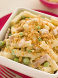 Macaroni+Cheese+with+Peas+Ham+and+a+Toasted+Crumb