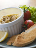 Potted+Brown+Shrimp+with+Toast+and+Salad