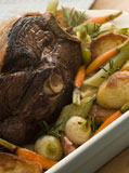 Roast+Leg+of+Spring+Lamb+With+Roast+Potatoes+and+Vegetables