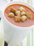 Cup+Of+Tomato+Soup+With+Croutons+In+A+Polystyrene+Cup