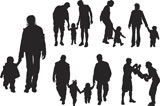 Silhouettes+of+parents+with+baby%2C+vector