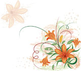 Grunge+floral+background+with+lilium%2C+vector