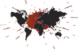 Vector+illustration+of+the+world+%28map%29+with+an+ink+splatter+underneath.