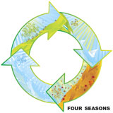 Four+seasons+circle+vector+illustration+with+copy+space+