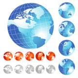 Big+set+of+shiny+Globe+in+five+different+views%2C+vector+illustration