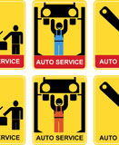 Set+of+yellow-black+signs+for+car+service.+Car+mechanician+repairing+the+machine.+Information+sign%2C+vector+icon+for+workshop.