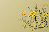 Vector+illustration+of+a+beautiful+floral+grunge+background+with+stylized+flowers+and+art+spirals.