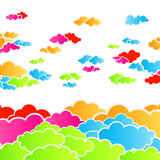 Vector+illustration+of+a+happy+rainbow+colorful+cloudscape.