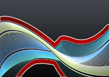 Vector+illustration+of+a+highly+detailed+modern+lined+art+background+in+blue+and+green+flowing+colors+and+red+gradient+border.