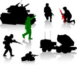 Military+silhouette+collection.+Soldier%2C+tanks+and+trucks