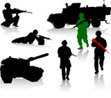 Military+silhouette+collection.+Soldier%2C+tanks+and+trucks