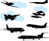 Collection+of+silhouettes+of+various+planes