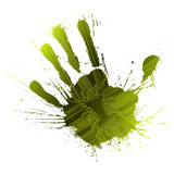 Vector+illustration+of+a+technological+circuitry+hand+splatter+with+highly+detailed+ink+explosion.+Green.