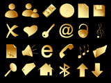gold+icons+vector+set+on+the+black+background