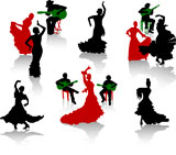 Silhouettes+of+flamenco.+Dancers+and+guitarists.