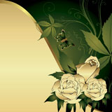 Gold+rose+on+a+gold+background+with+a+green+wave+and+the+butterfly