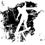 Skateboarder+or+snowboarder+in+vector+silhouette+with+grunge+style+and+effects